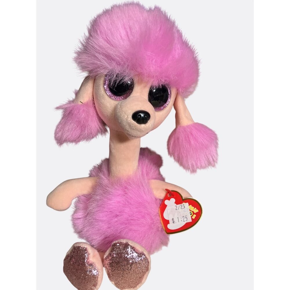 Ty Beanie Boos Camilla Pink Poodle Plush Toy Glitter Eyes and Paws